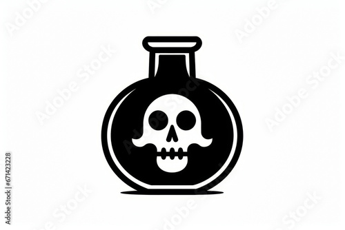 Skull in flask with skull on it.