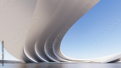 Fototapeta Naklejka Na Ścianę i Meble -  futuristic architecture in the form of waves layered layers. 3D illustration render