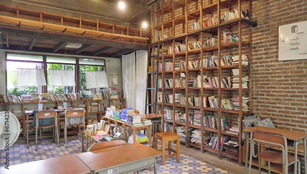 Bookstore, antique shop, doll shop, silk shop. Crafts of the villagers in Thailand Chiang Mai Province