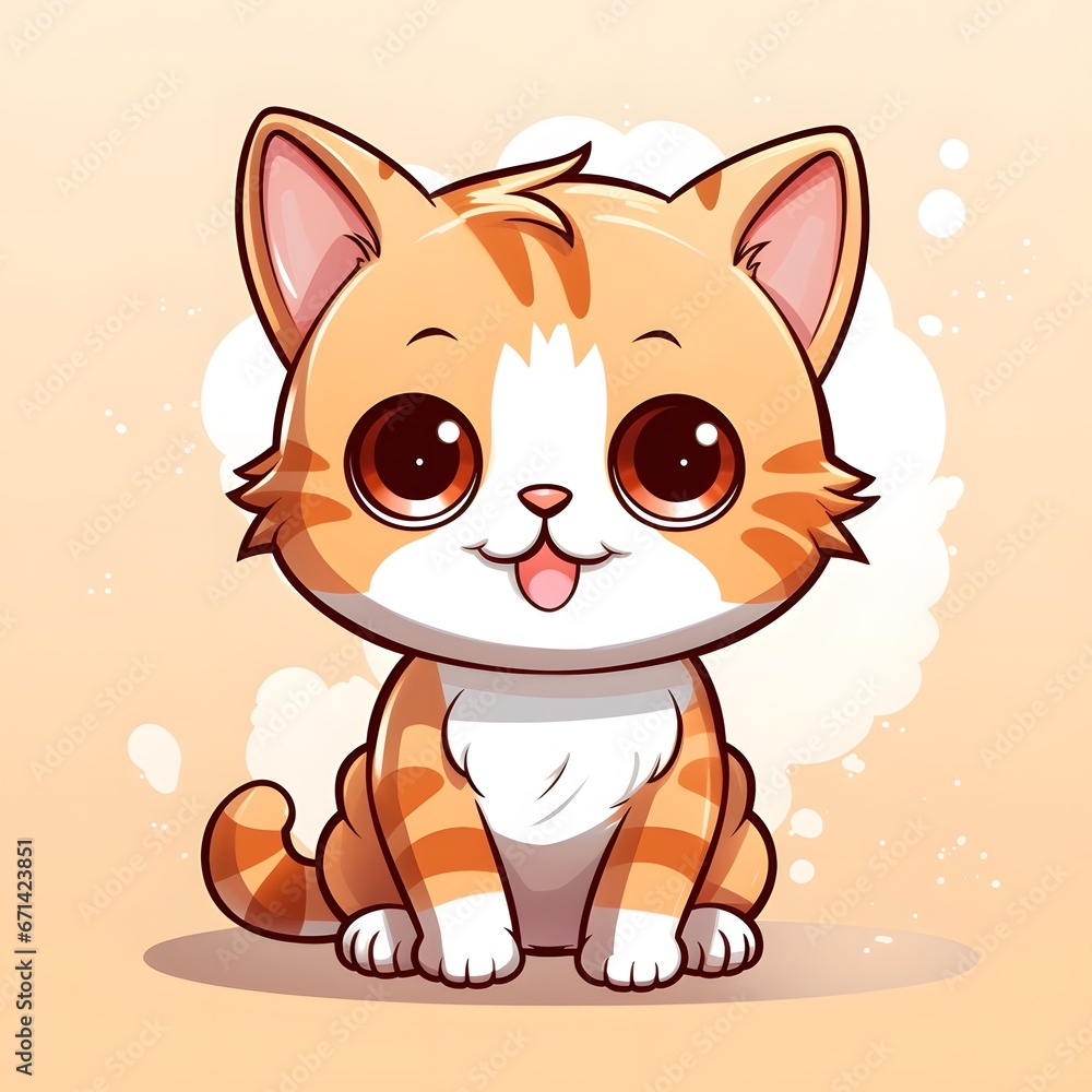 Cute cat character cartoon on background. Cute cat character cartoon on background.