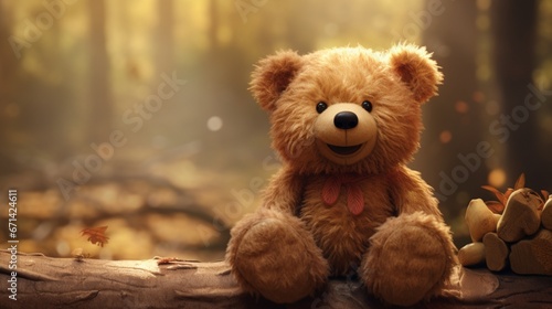 A digital portrayal of a charming teddy bear with a heartwarming smile, captured in high definition, showcasing its soft fur and adorable features, © Teddy Bear