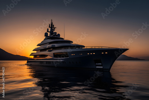 Beautiful yacht at sunset. 