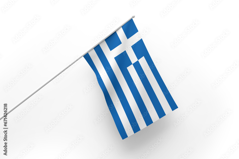 3d illustration flag of Greece. Greece flag waving isolated on white ...