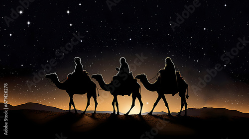 Three kings looking at the star