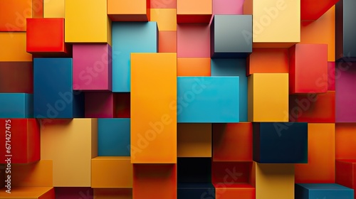 Cubes multi couleurs superposés avec un effet graphique