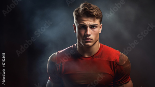 Athlete football player portrait, standing