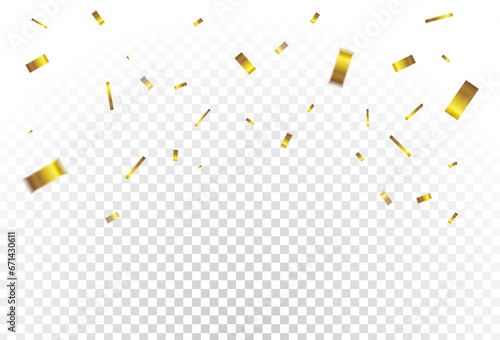 Lots of Falling Gold Confetti With Ribbons Falling On Celebration & Party Event Background. rectangle Vector