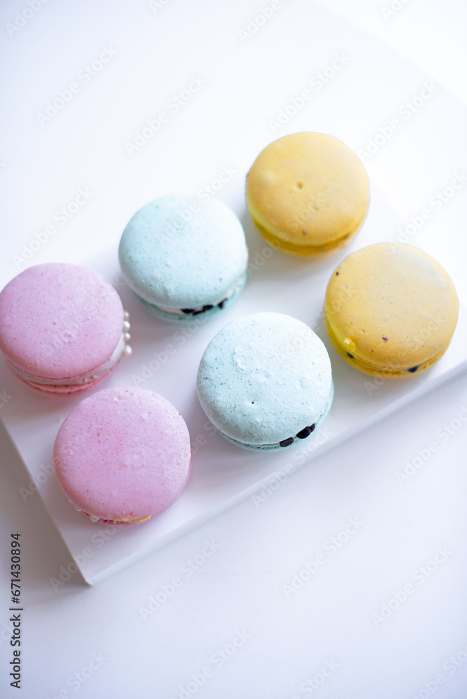 Colorful Macarons on White Tray Colorful Macarons on White Tray