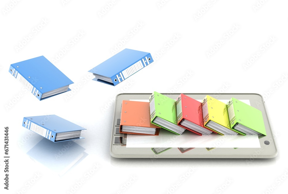 computer (documents folder).3d Render Illustration. computer (documents folder).3d Render Illustration.