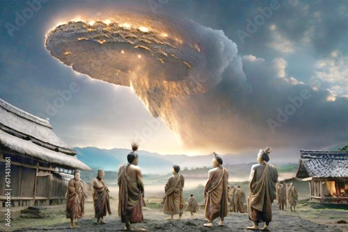 縄文時代の巨大UFO事故　Generative AI photo