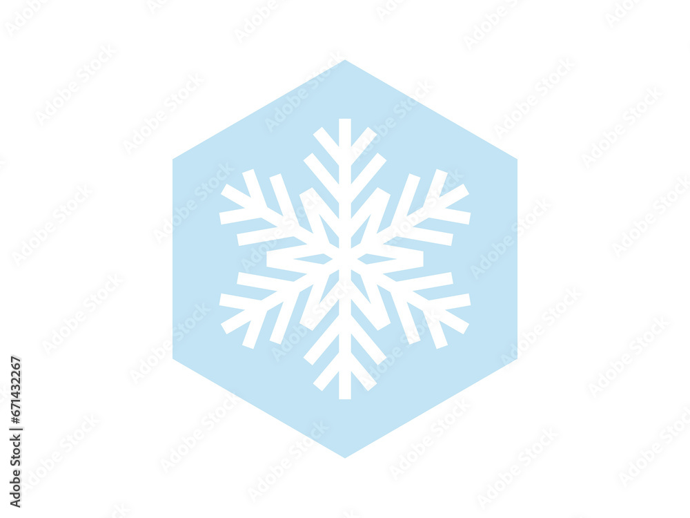 フラットな雪の結晶六角形アイコン：水色