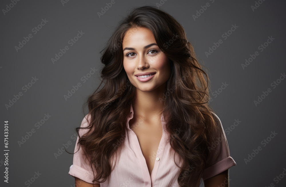 Fototapeta premium Portrait of a young beautiful woman with long hair