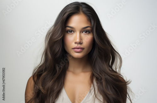 Portrait of a young beautiful woman with long hair