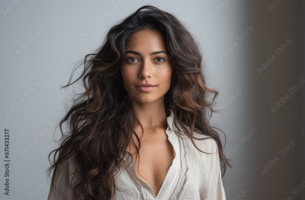 Portrait of a young beautiful woman with long hair Portrait of a young beautiful woman with long hair