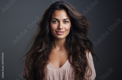 Portrait of a young beautiful woman with long hair