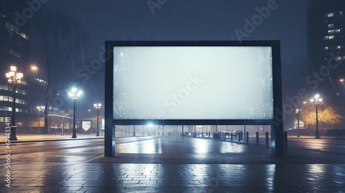 mockup blank screen advertising at night city street, billboard with space © Muhammad