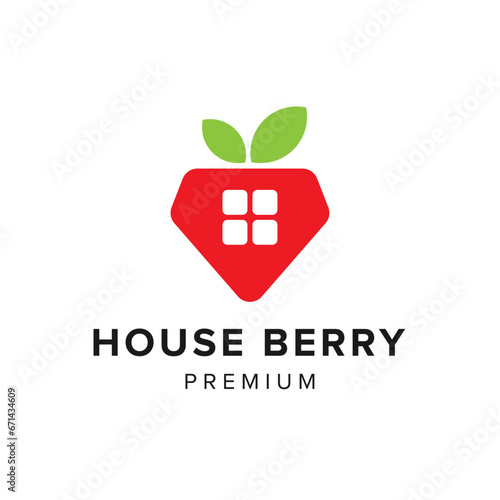 house berry logo vector icon illustration