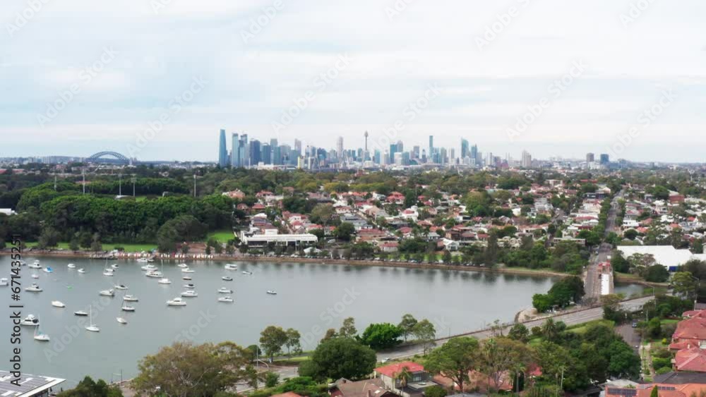 Aerial drone shot flying around the Parramatta river bay run in Sydney Australia Aerial drone shot flying around the Parramatta river bay run in Sydney Australia