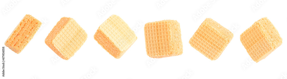 Set of Square wafer biscuit isolated on white background, Homemade wafer snack Set of Square wafer biscuit isolated on white background, Homemade wafer snack