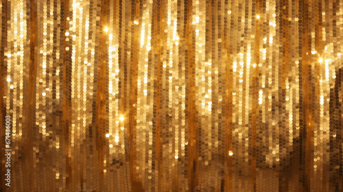 Golden glitter sequin curtain texture banner background