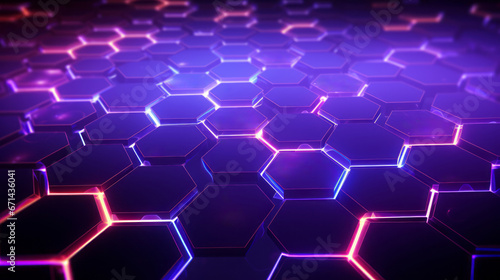 Abstract futuristic geometric hexagon wallpaper background with glowing elements