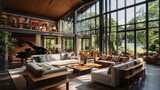Grand living space adorned with expansive windows