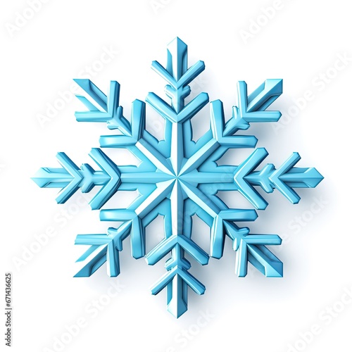 3d style Christmas blue snowflake on white background. Generative AI