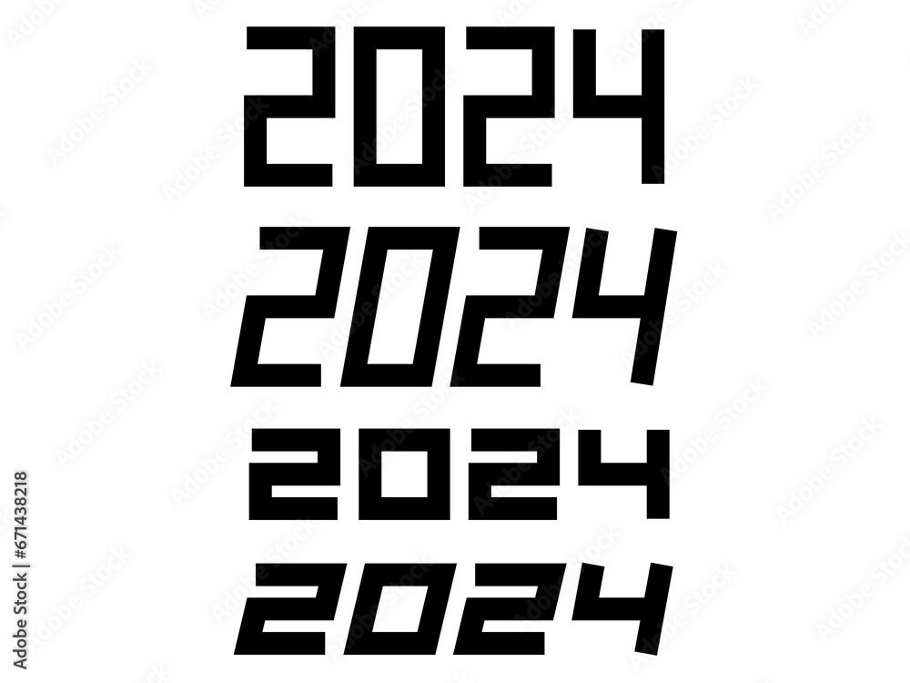 『2024』超シンプル四角形数字セット黒 『2024』超シンプル四角形数字セット黒