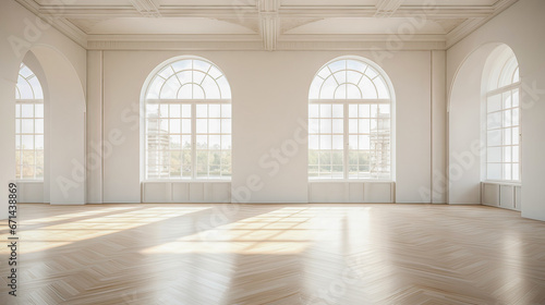 Modern bright interior empty room. Mock up. Suitable for interior rooms furniture template. © Bouchra