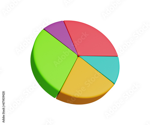 3D pie chart icon. Business  financial report  presentation  statistics  data analytics  optimization. 3d illustration