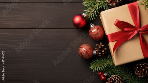 Christmas and New Year holiday background flat top view
