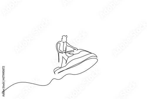 jet ski sea beach holiday activity lifestyle line art design
