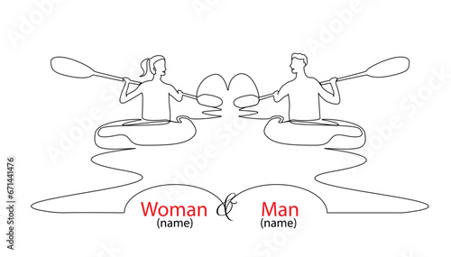 woman man couple love marriage kanoe boat kayak water sport lifestyle activity marriage background card poster concept design