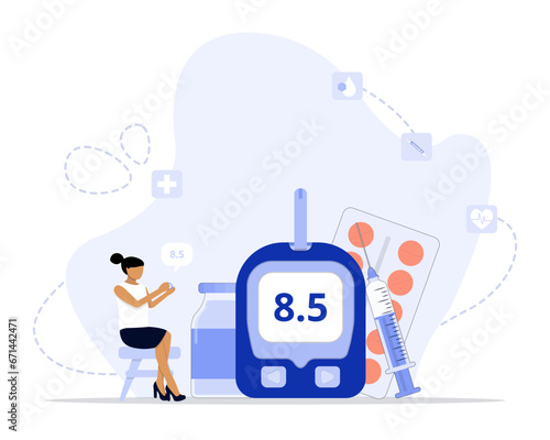 Diabetes concept illustration. Suitable for landing page, ui, web, App intro card, editorial, flyer, and banner.