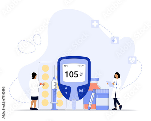 Diabetes concept illustration. Suitable for landing page, ui, web, App intro card, editorial, flyer, and banner.