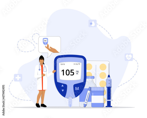Diabetes concept illustration. Suitable for landing page, ui, web, App intro card, editorial, flyer, and banner.