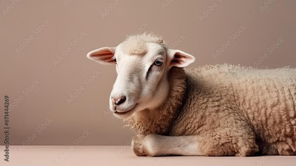 Fototapeta premium Eid al Adha Animal for sacrifice and Celebrations of Traditionla Islamic Yearly Festival, with colorful Background and Space for Text