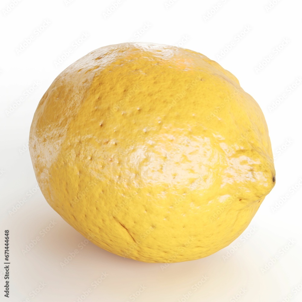 3D of a bright yellow lemon on a white background 3D of a bright yellow lemon on a white background