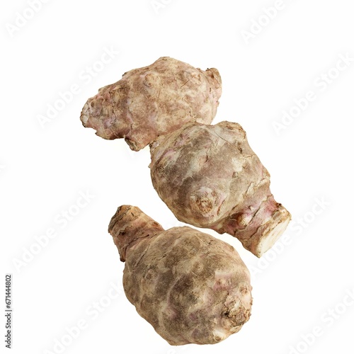 3D of artichokes on a white background