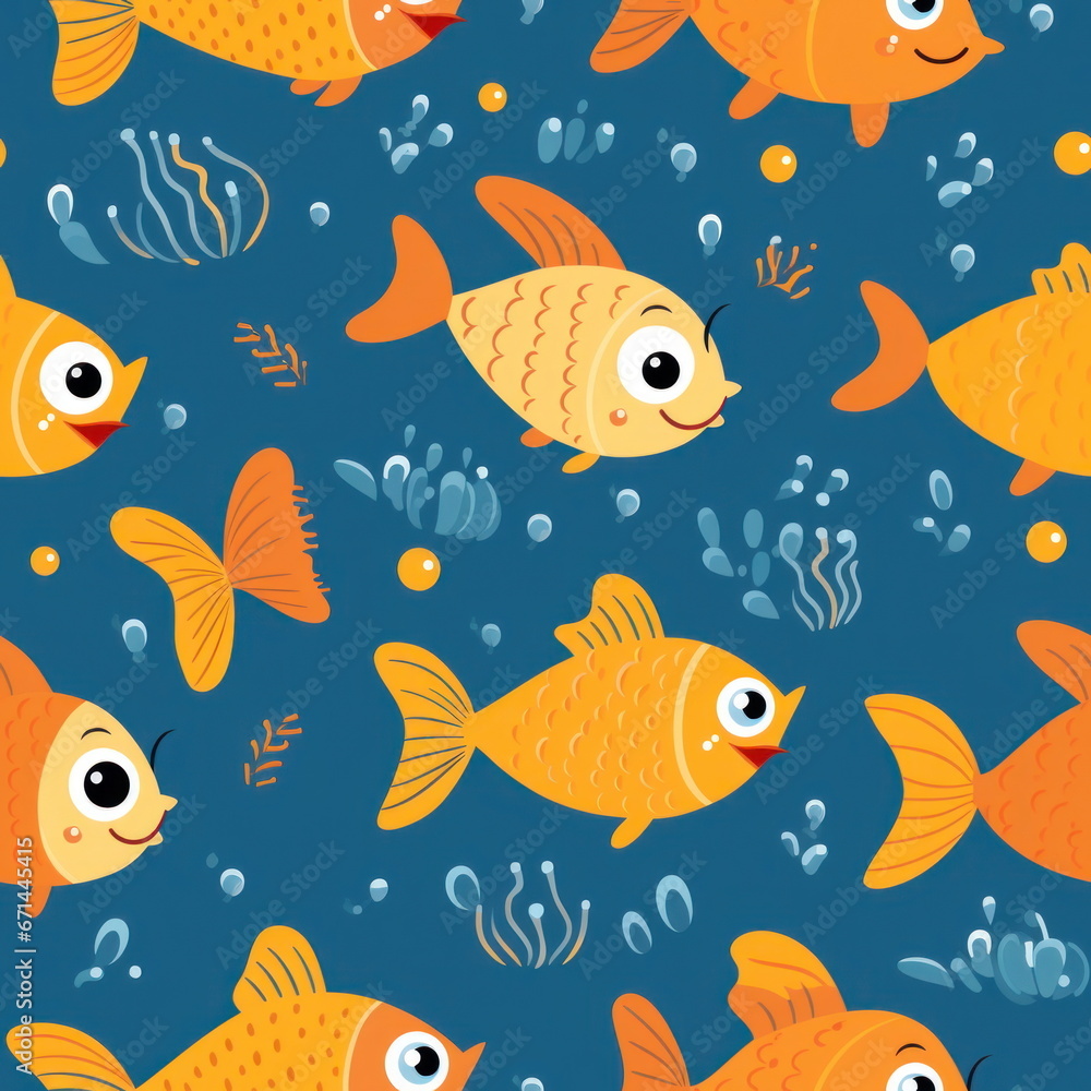 cute Cartoon of orange fishs, pattern for seamless cute Cartoon of orange fishs, pattern for seamless