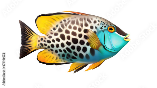 Clown Triggerfish, isolated on transparent background cutout