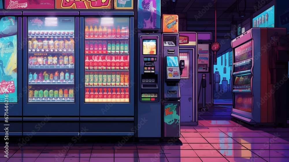 vending machine background,anime aesthetic