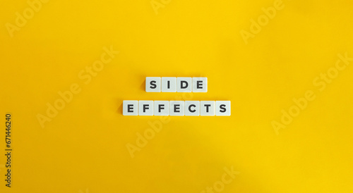 Side Effects Phrase on Letter Tiles on Yellow Background. Minimal Aesthetic.