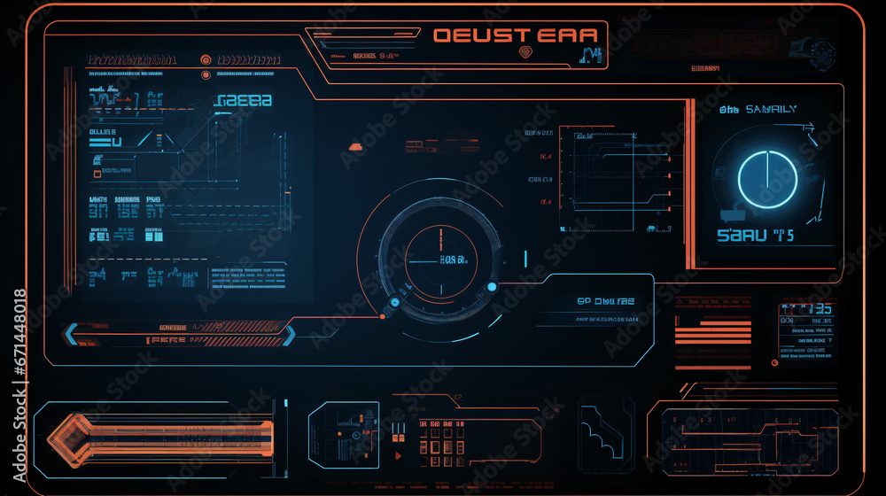 Futuristic touch screen user interface HUD frames.