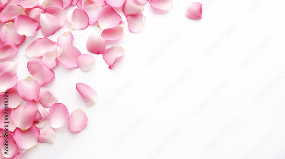 pink roses on a pink and white background. simple copy. Generative AI