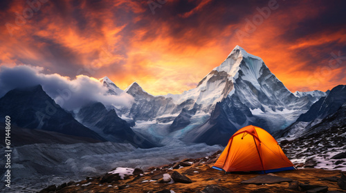 Highest mountain in the world Everest has a tent © Natia