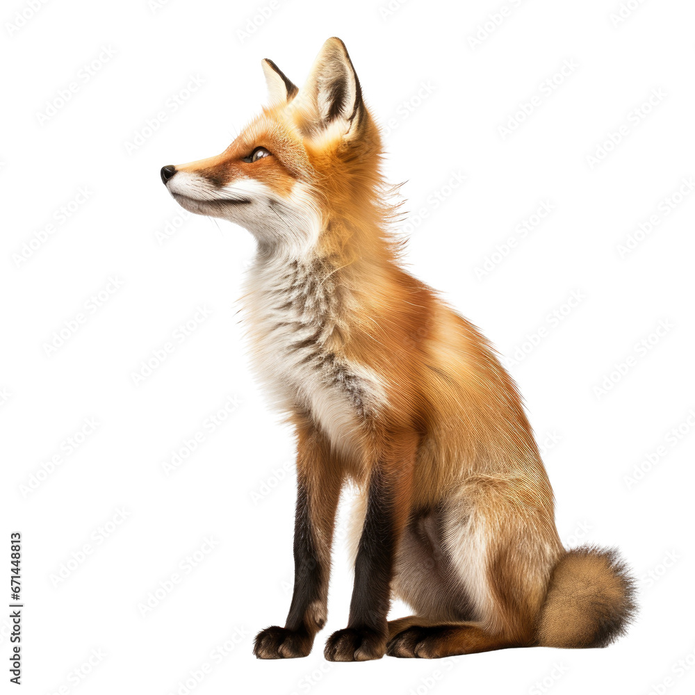red fox isolated on transparent background