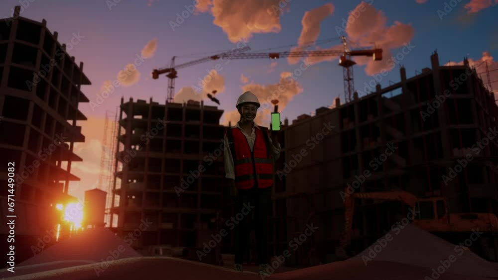 Full Body Of Asian female Engineer With Safety Helmet Smiling And ...