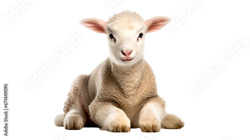 cute lamb, isolated on white background cutout photo