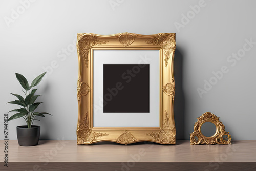 gold frame and gold metal border isolated on white
